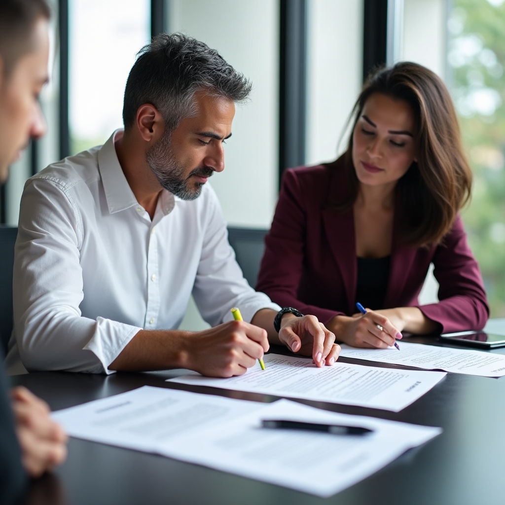 Participants reviewing lease documents during a training session